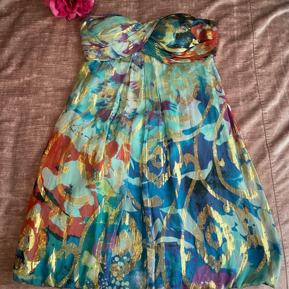 Colorful Strapless Cache Dress